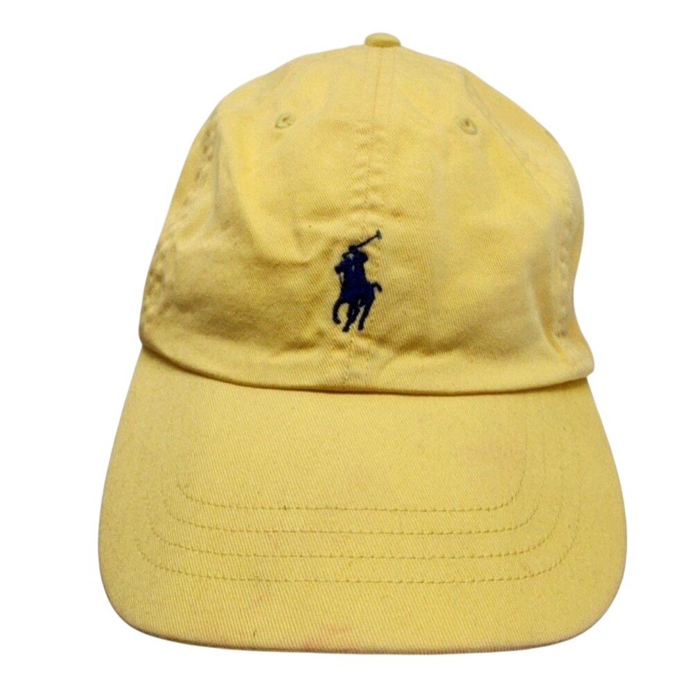 Polo Ralph Lauren Hat Cap Strap Back Mens One Size Yellow Twill Pony Logo